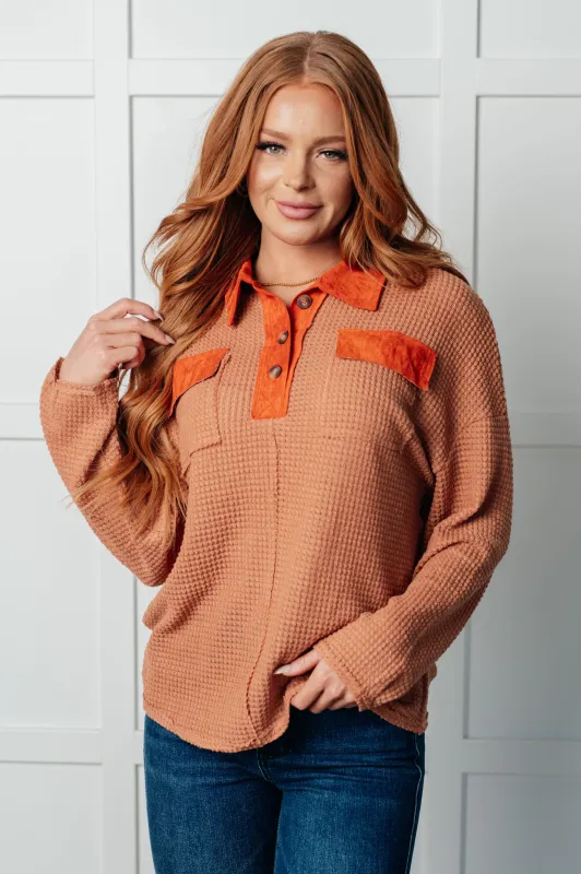 Can't Imagine Why Waffle Knit Contrast Trim Top made by Roxie’s Picks