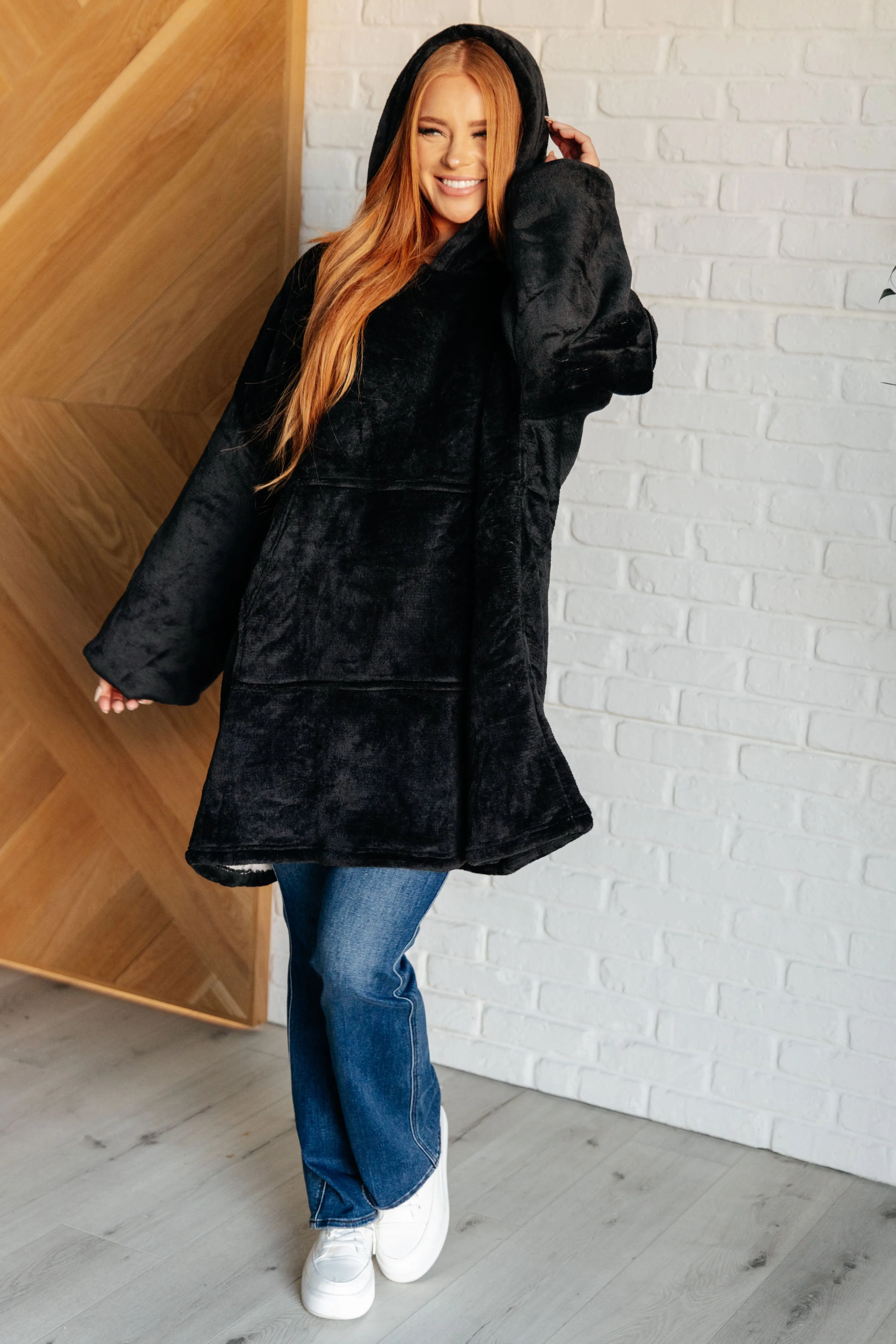 Oversized Velour Blanket Hoodie in Black sold by Roxie’s Picks product image thumbnail 4