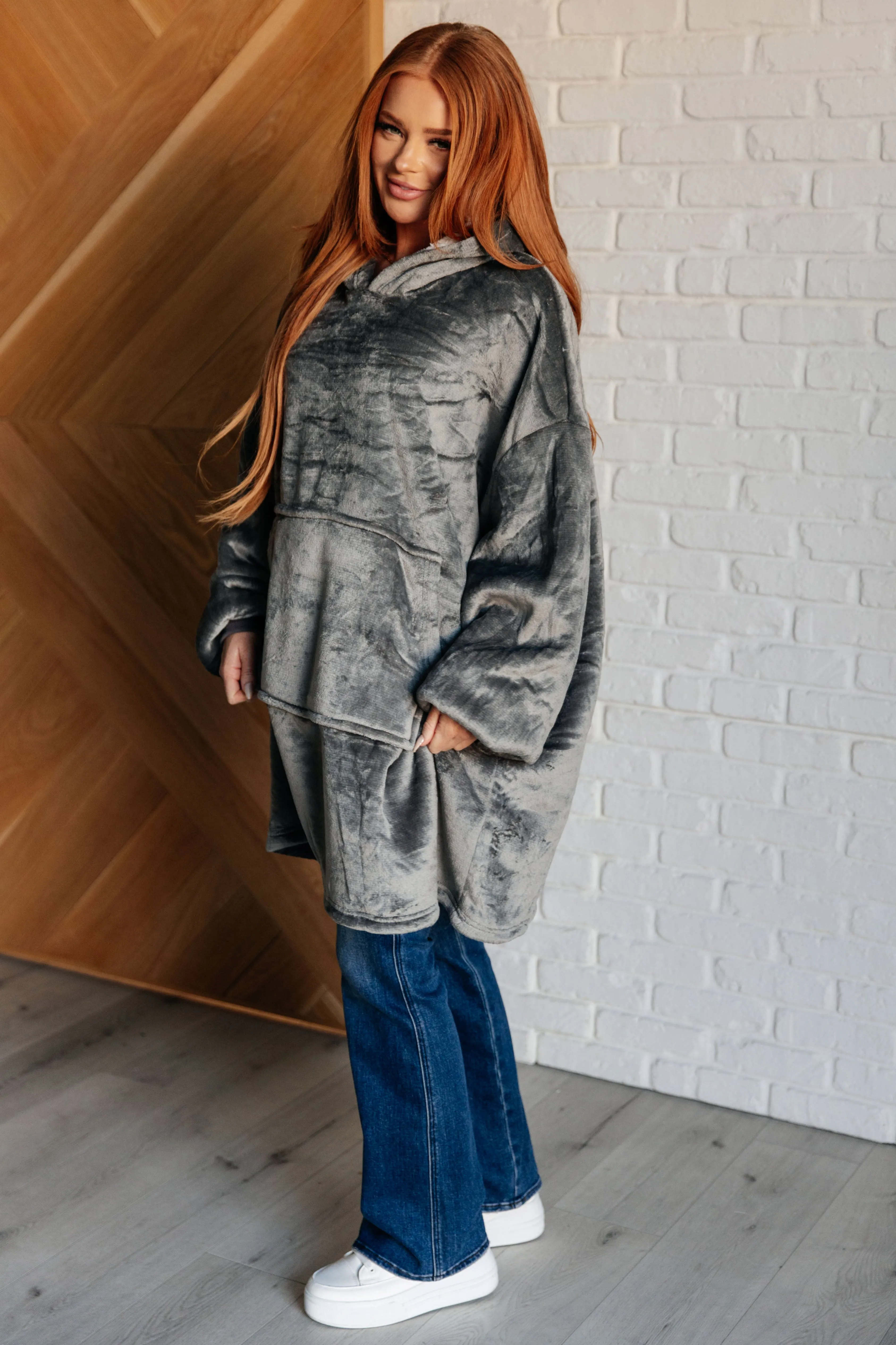 Oversized Velour Blanket Hoodie in Gray sold by Roxie’s Picks product image thumbnail 4