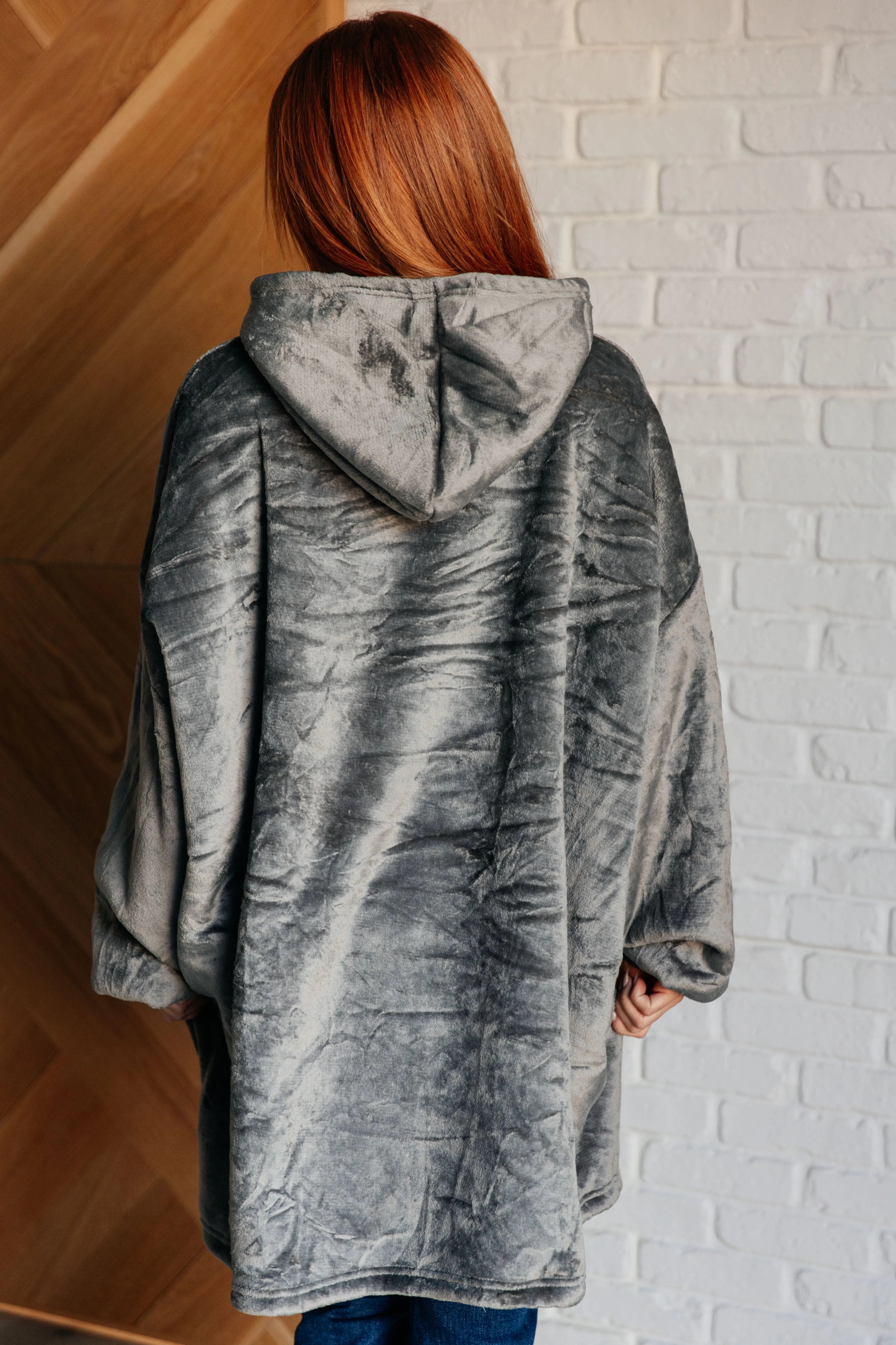 Oversized Velour Blanket Hoodie in Gray sold by Roxie’s Picks product image thumbnail 5