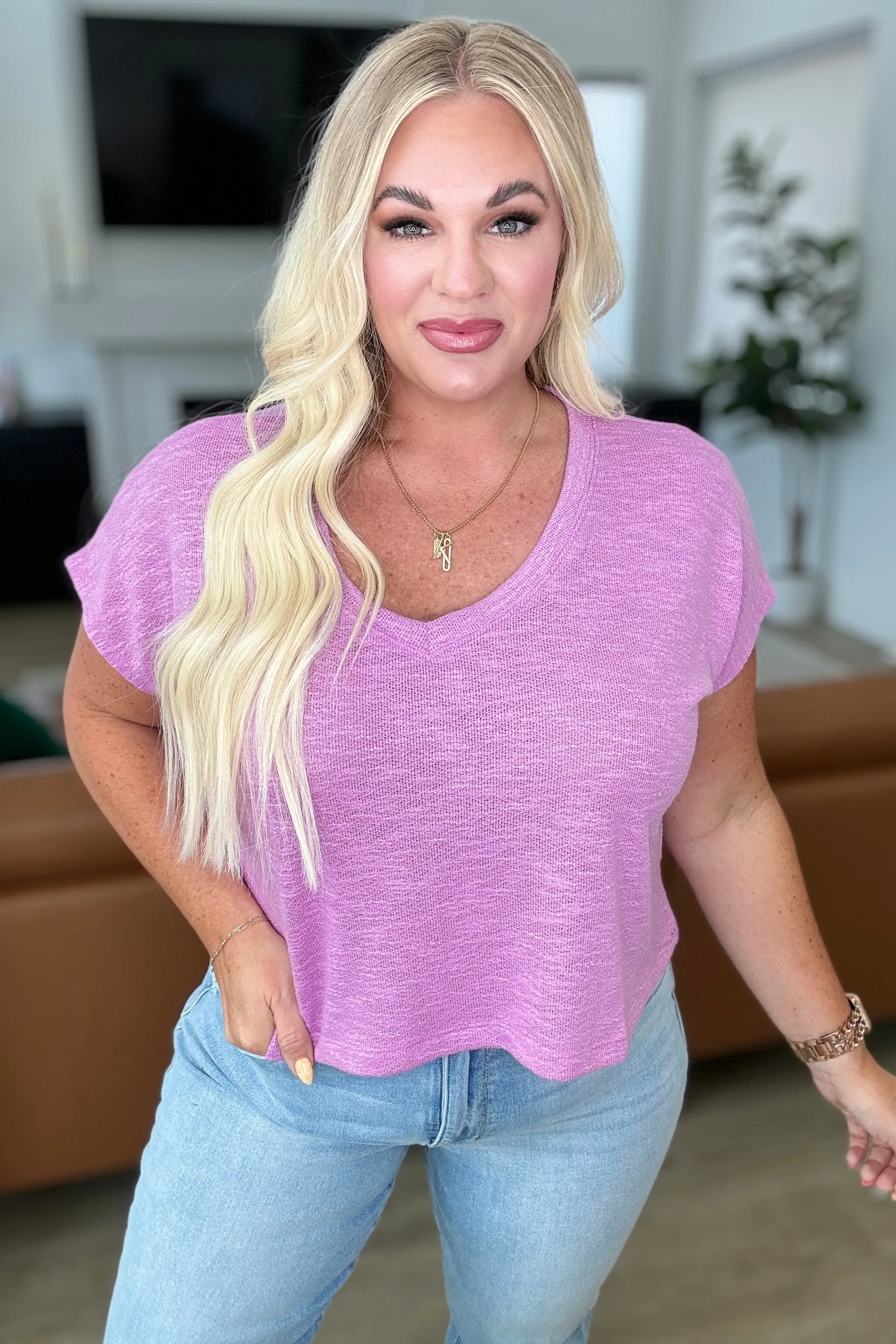 Classic Comfort V-Neck Top in Mauve sold by Roxie’s Picks product image thumbnail 3