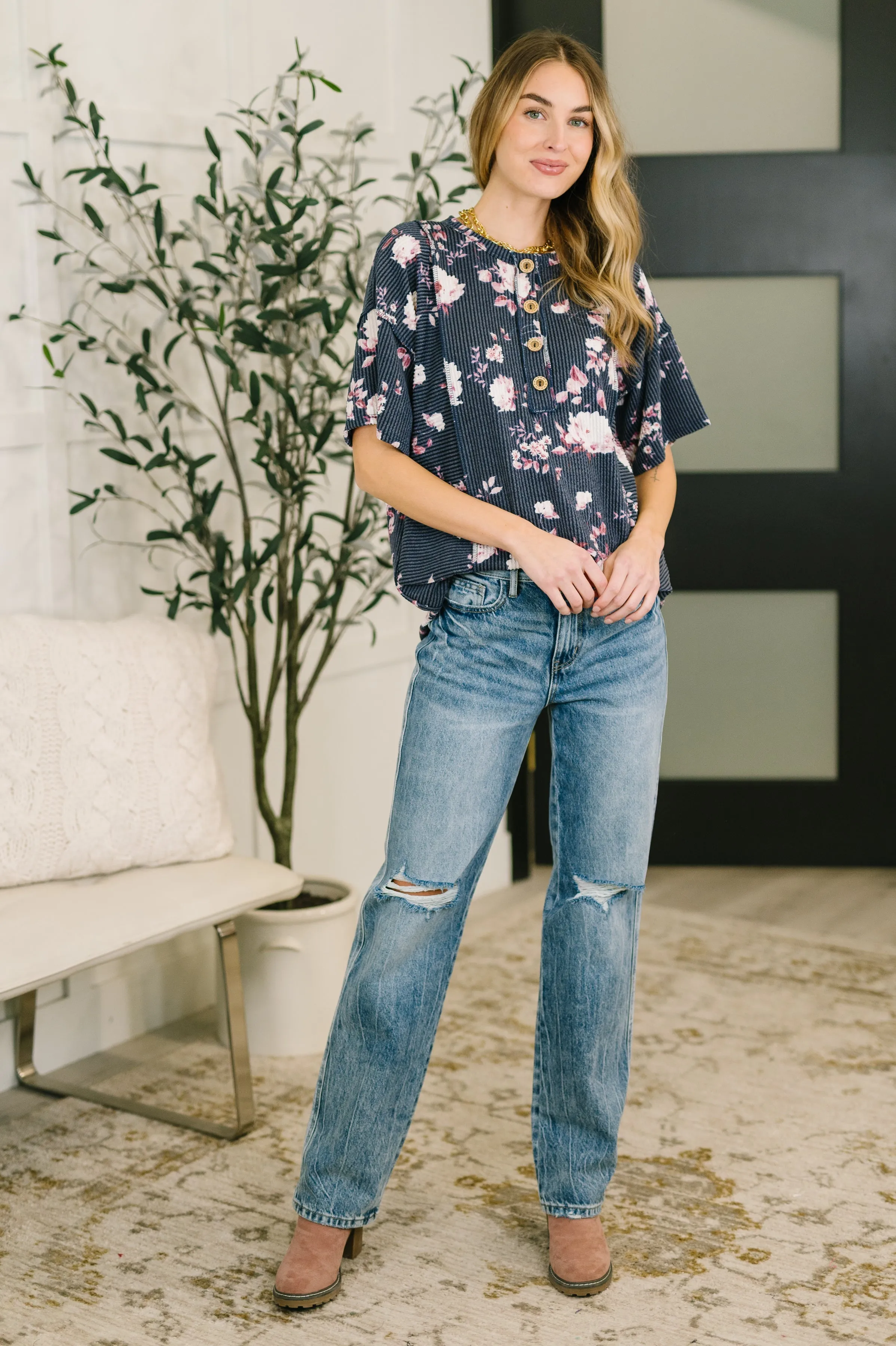 Really Simple Floral Henley Top- 3/3/2026 NEW sold by Roxie’s Picks product image thumbnail 3