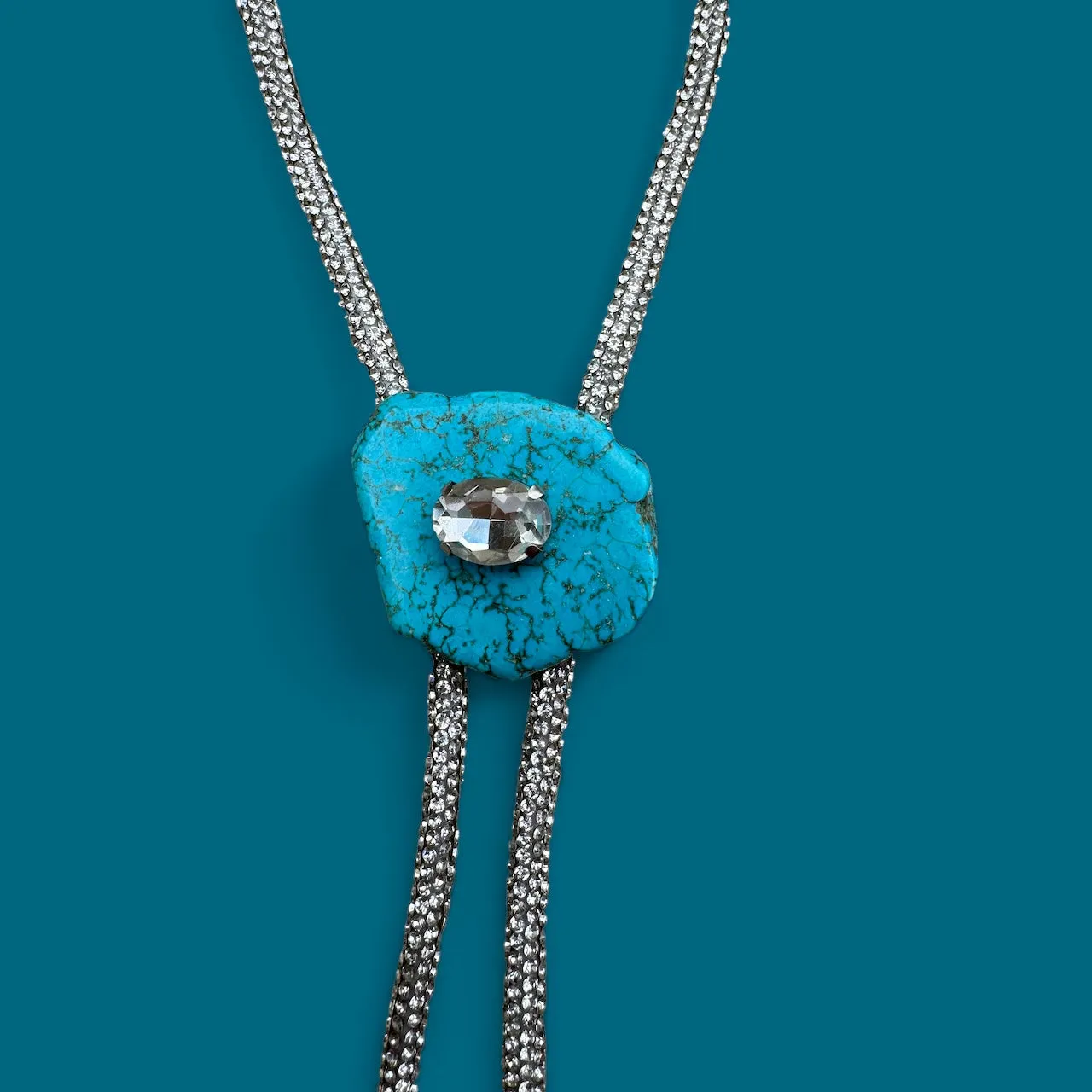 Turquoise Crystal Bolo Tie sold by Zandria product image thumbnail 2