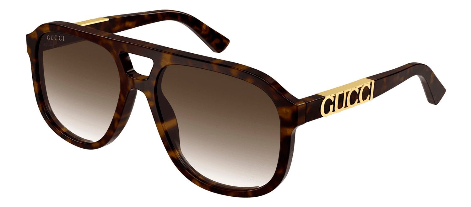 Gucci GG 1188S 003 Aviator Plastic Havana Sunglasses with Brown Gradient Lens sold by Gaffos