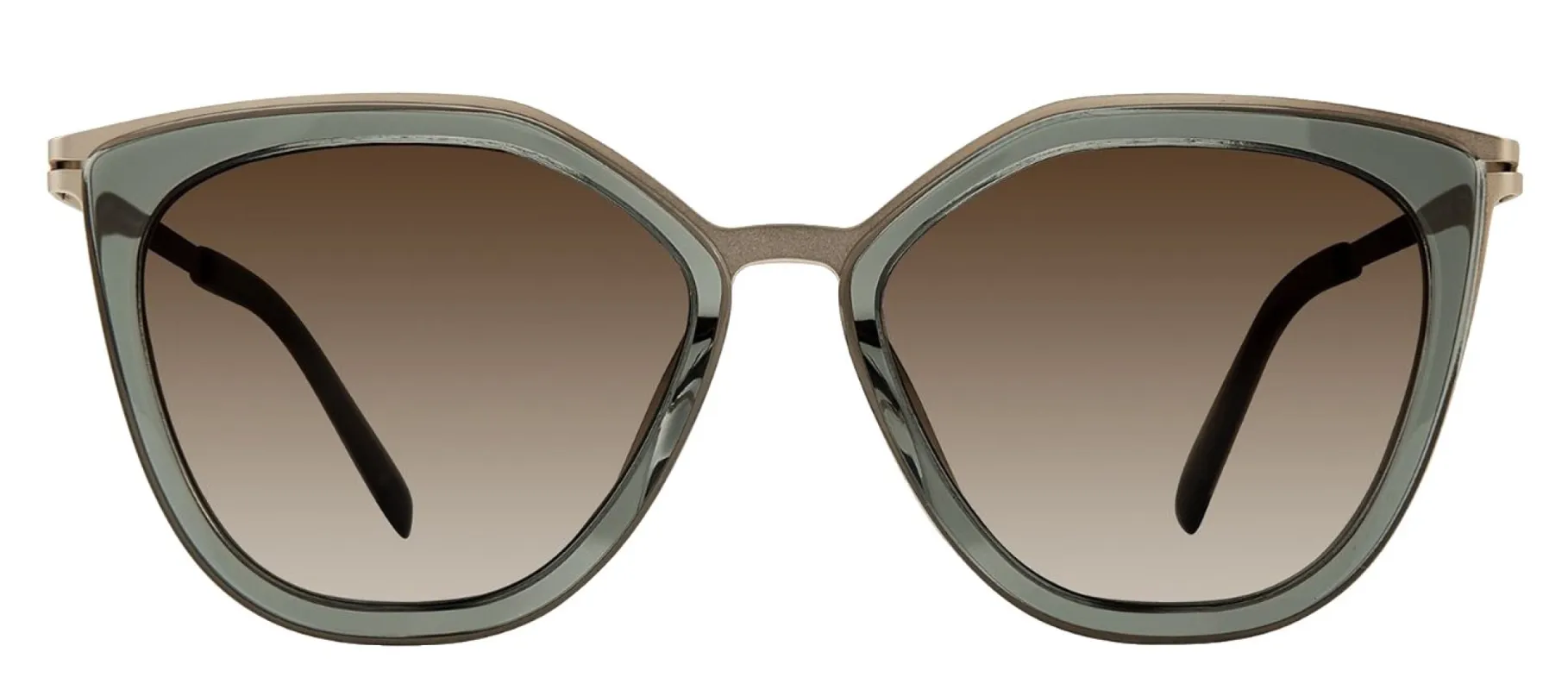 Modo MODO 463 FRST Rectangle Metal Green Sunglasses with Brown Gradient Lens made by Gaffos