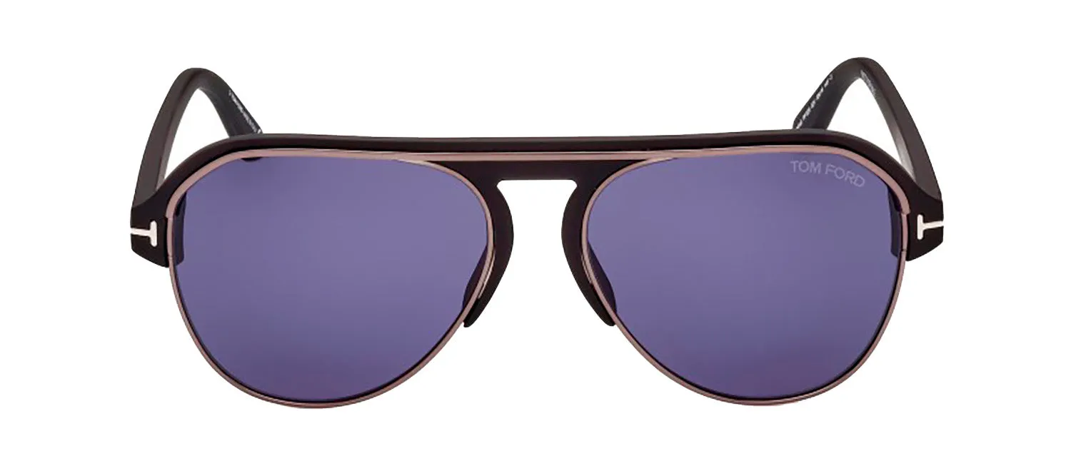 Tom Ford Marshall TF 929 02V Aviator Plastic Black Sunglasses with Blue Lens sold by Gaffos
