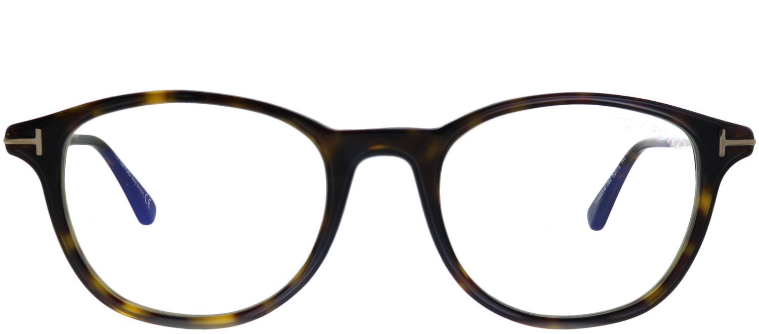 Tom Ford FT 5553-B 052 Round Plastic Tortoise/ Havana Eyeglasses with Blue Block Lenses sold by Gaffos