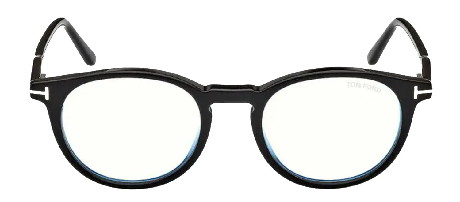 Tom Ford FT 5823-H-B 001 Round Plastic Black Eyeglasses with Clear Lens sold by Gaffos