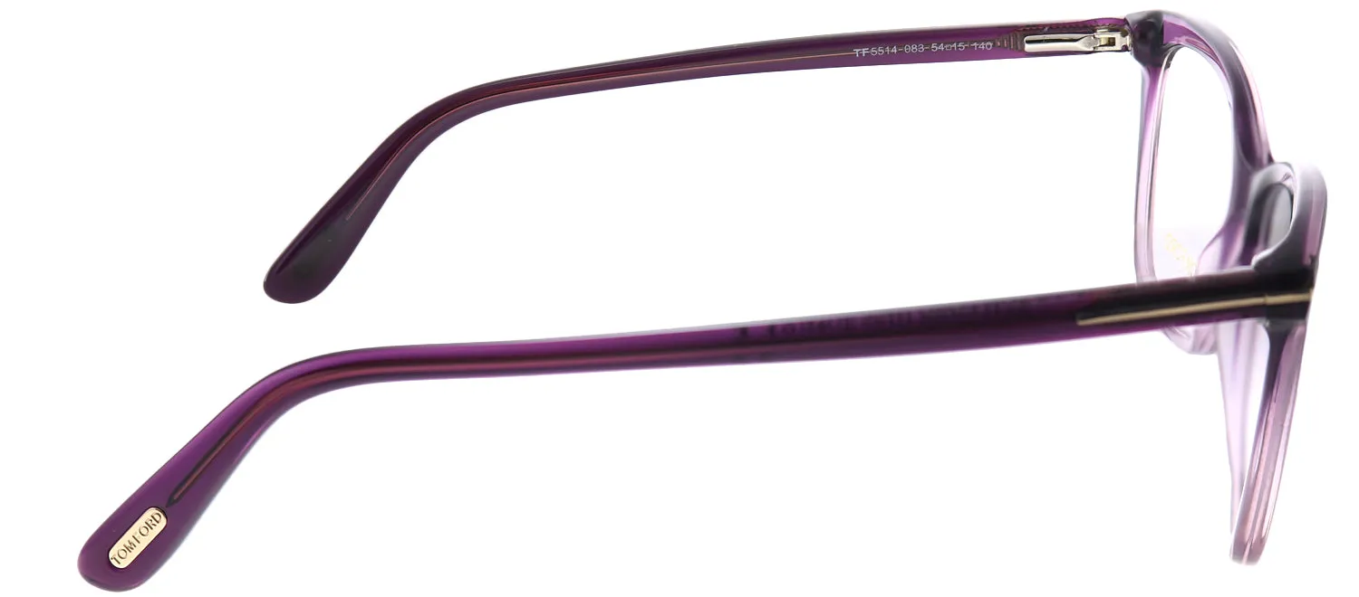 Tom Ford FT 5514 083 Transparent Brown Cat Eye Plastic Purple Eyeglasses with Demo Lens sold by Gaffos product image thumbnail 3