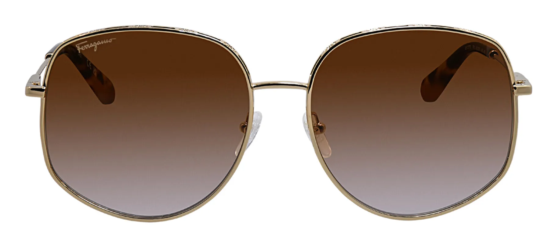 Salvatore Ferragamo SF 277S 741 Round Metal Gold Sunglasses with Brown Gradient Lens sold by Gaffos