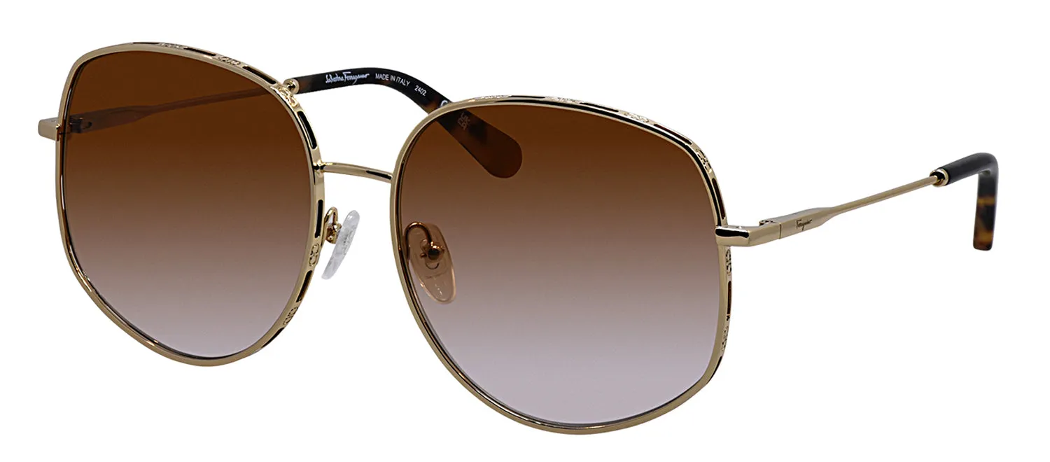 Salvatore Ferragamo SF 277S 741 Round Metal Gold Sunglasses with Brown Gradient Lens sold by Gaffos product image thumbnail 2