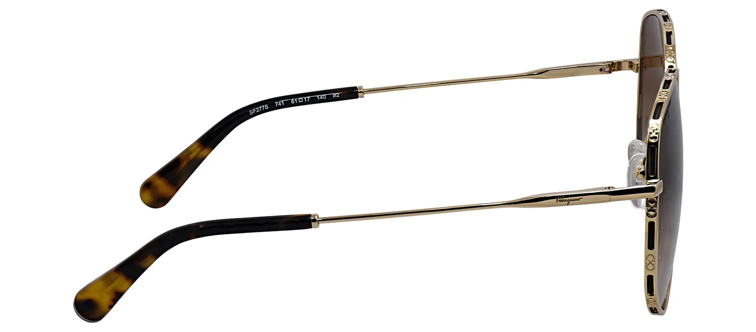 Salvatore Ferragamo SF 277S 741 Round Metal Gold Sunglasses with Brown Gradient Lens sold by Gaffos product image thumbnail 3