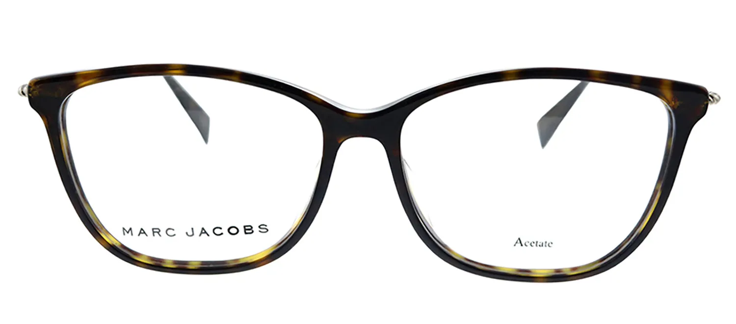 Marc Jacobs Marc 258 086 Square Plastic Dark Havana Eyeglasses with Logo Stamped Demo Lenses sold by Gaffos