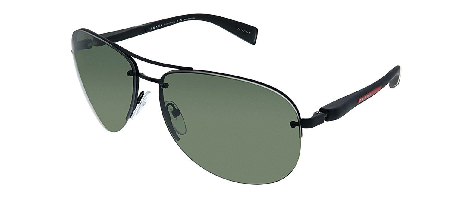 Prada Linea Rossa PS 56MS DG05X1 Pilot Metal Black Sunglasses with Green Polarized Lens sold by Gaffos product image thumbnail 2