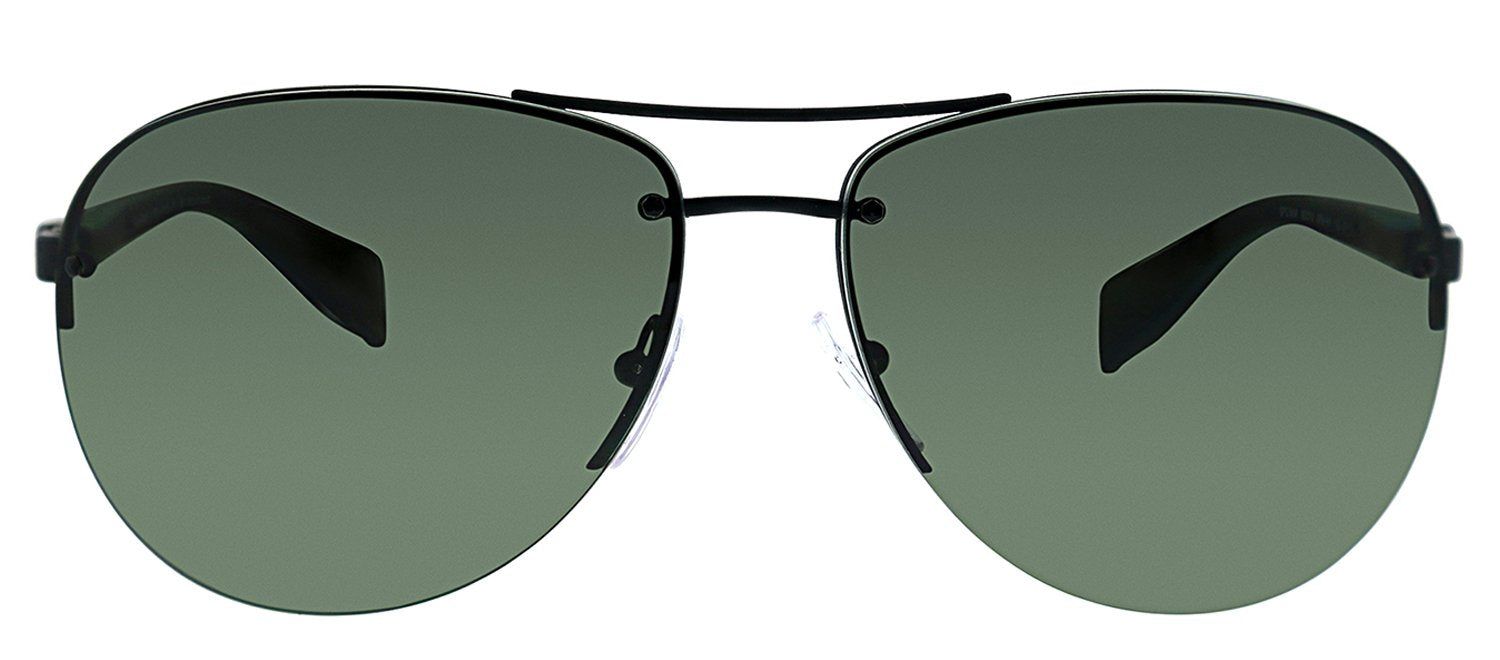 Prada Linea Rossa PS 56MS DG05X1 Pilot Metal Black Sunglasses with Green Polarized Lens sold by Gaffos