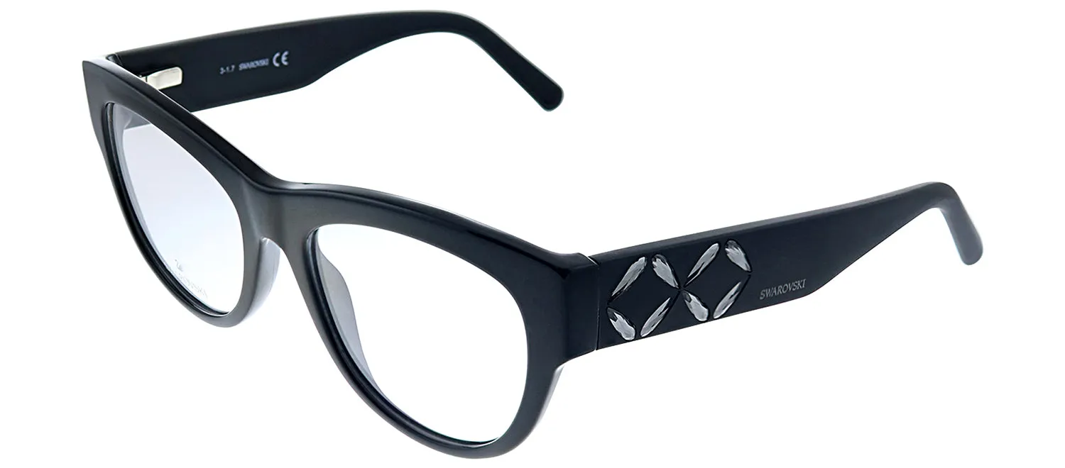 Swarovski SK 5214 001 Cat-eye Plastic Black Eyeglasses with Logo Stamped Demo Lenses sold by Gaffos product image thumbnail 2