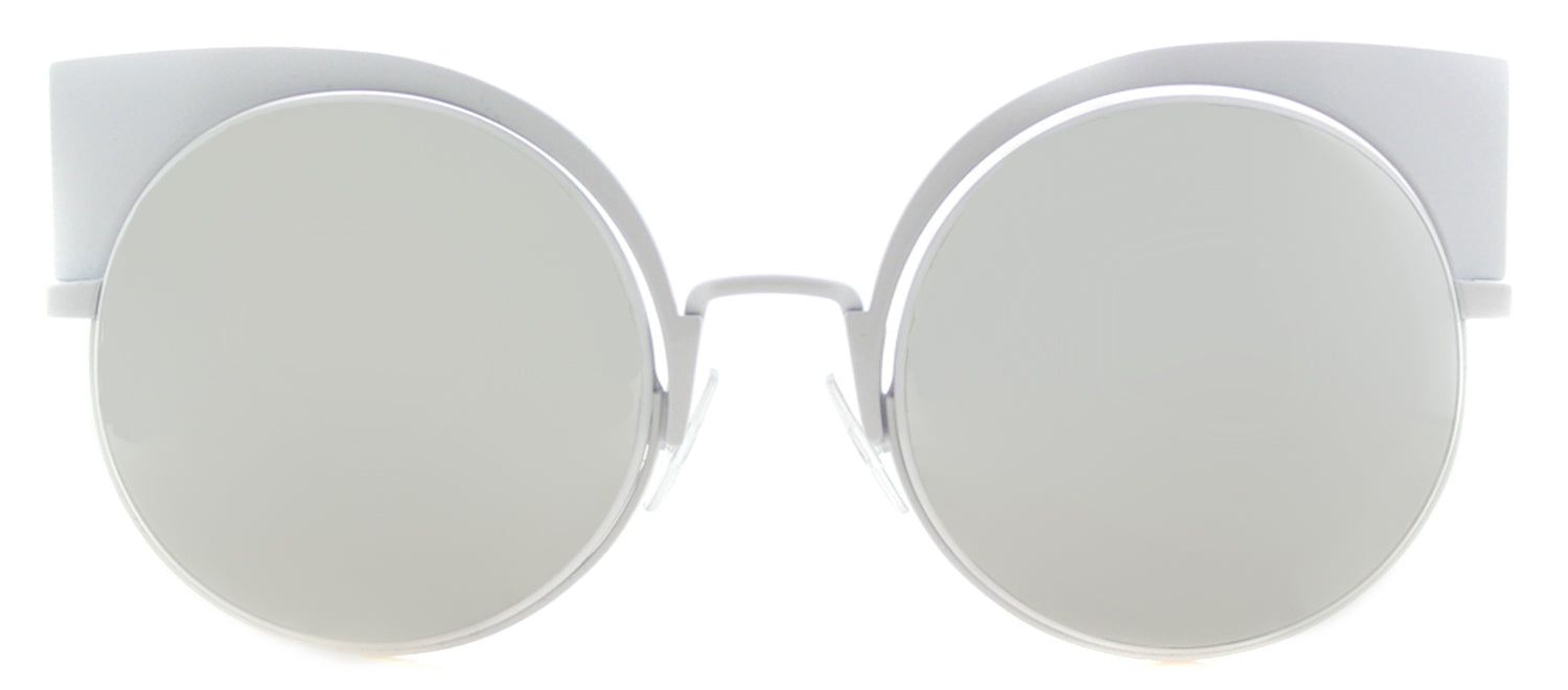 Fendi FF 0177 DMV Cat-Eye Metal Ivory/ White Sunglasses with Silver Mirror Lens sold by Gaffos