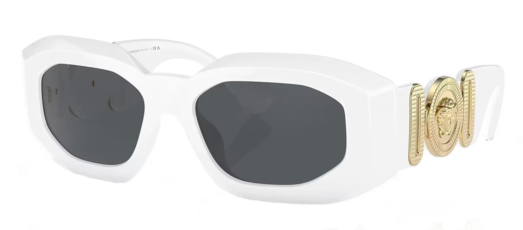 Versace VE 4425U 314/87 Irregular Plastic White Sunglasses with Dark Grey Solid Color Lens sold by Gaffos