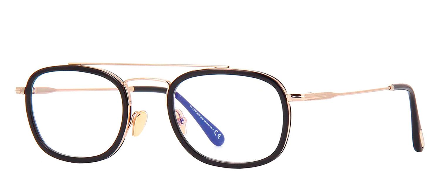 Tom Ford FT 5677-F-B 001 Rectangle Metal Black Eyeglasses with Logo Stamped Demo Lenses Lens sold by Gaffos product image thumbnail 2