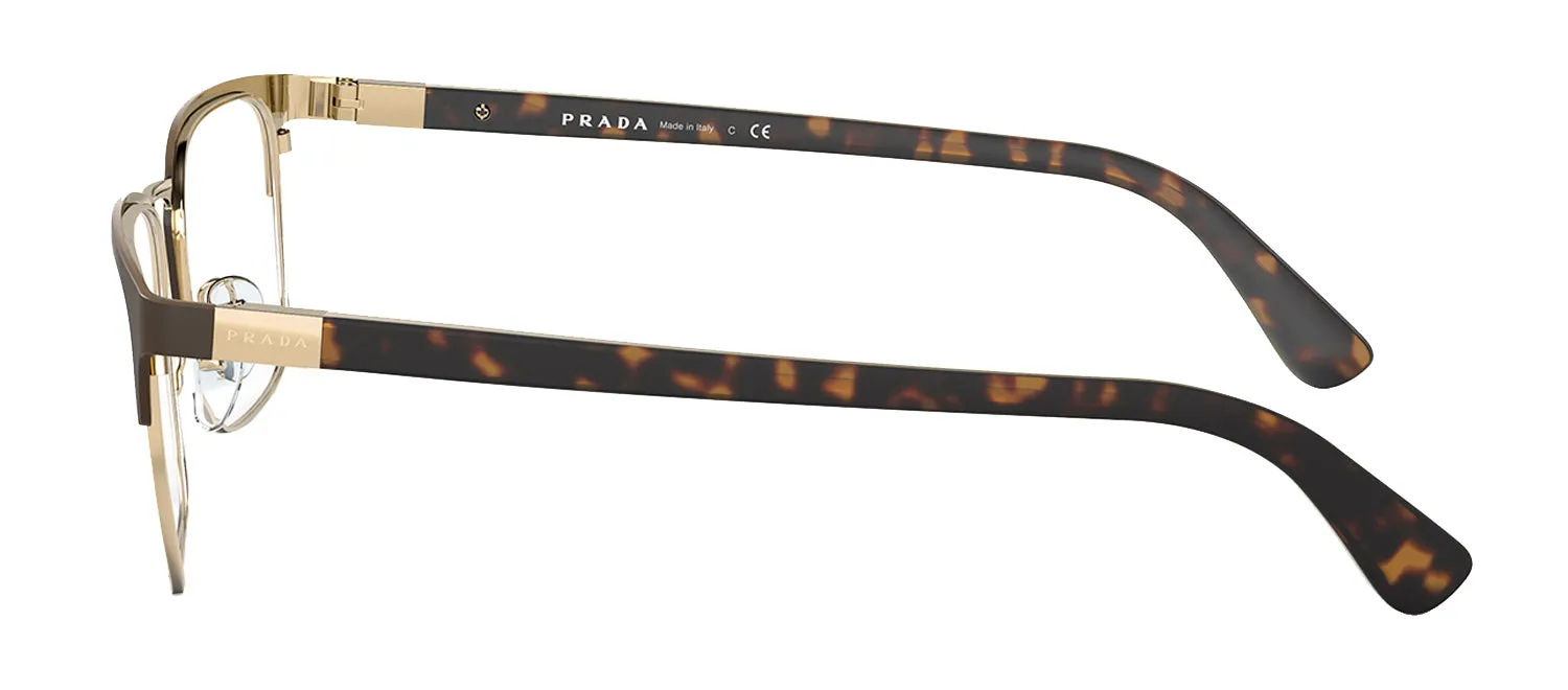 Prada PR 54TV 01U1O1 Rectangle Metal Gold Eyeglasses with Logo Stamped Demo Lenses sold by Gaffos product image thumbnail 3