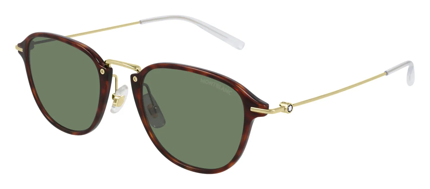 Montblanc MB 0155S 002 Round Metal Havana Sunglasses with Green Lens sold by Gaffos