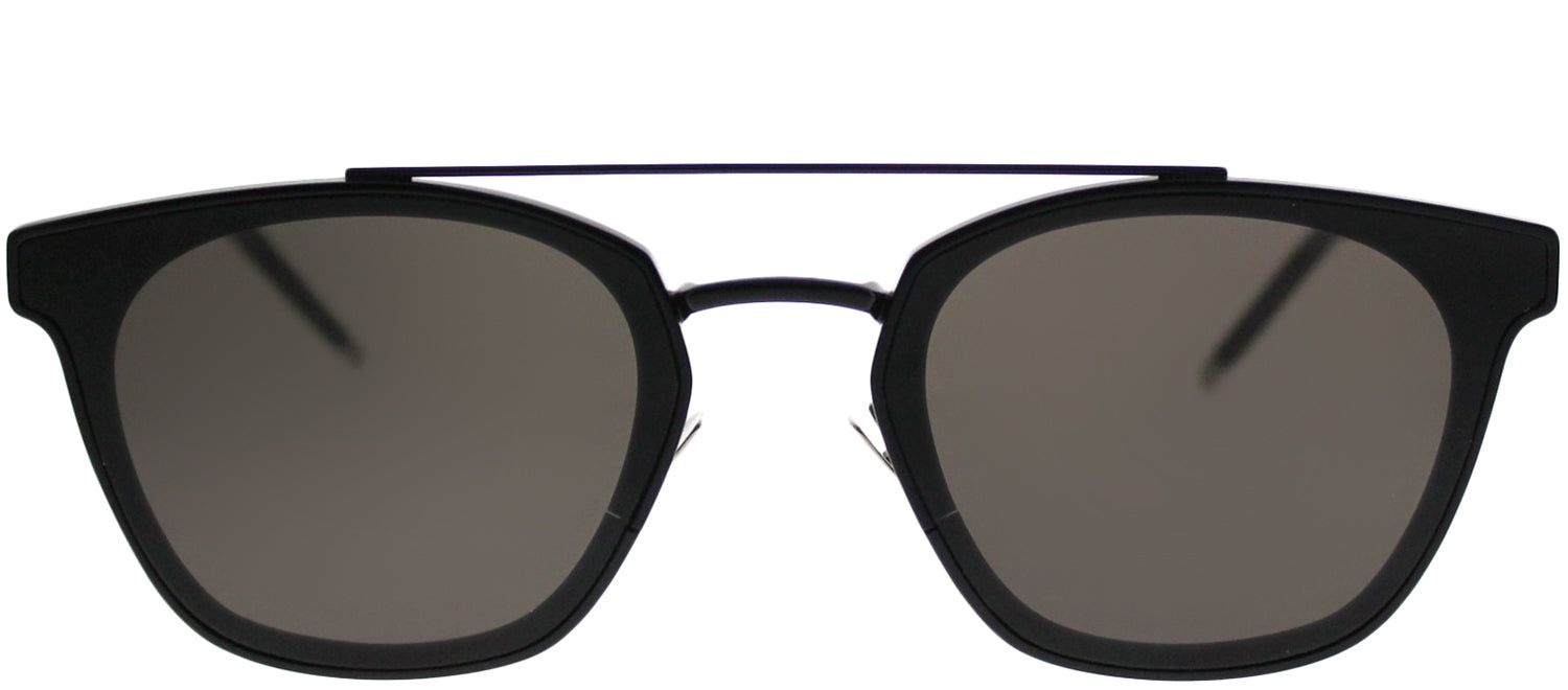 Saint Laurent Metal SL 28 001 Rectangle Metal Black Sunglasses with Grey Lens sold by Gaffos