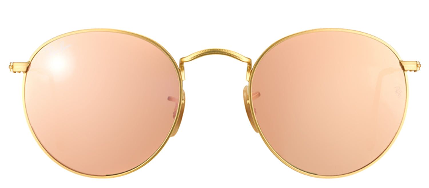 Ray-Ban RB 3447 112/Z2 Round Metal Gold Sunglasses with Pink Mirror Lens sold by Gaffos