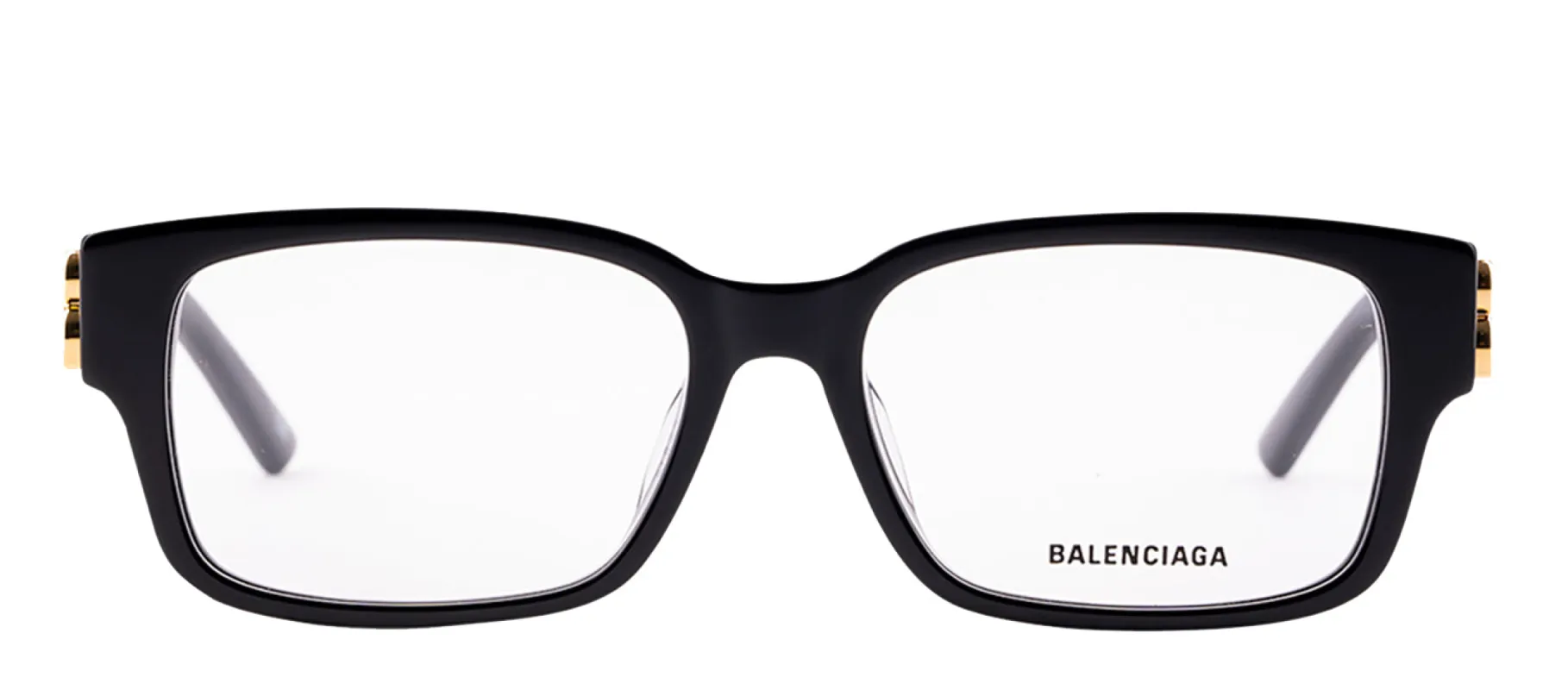 Balenciaga BB 0105O 001 Rectangle Acetate Black Eyeglasses with Logo Stamped Demo Lenses sold by Gaffos