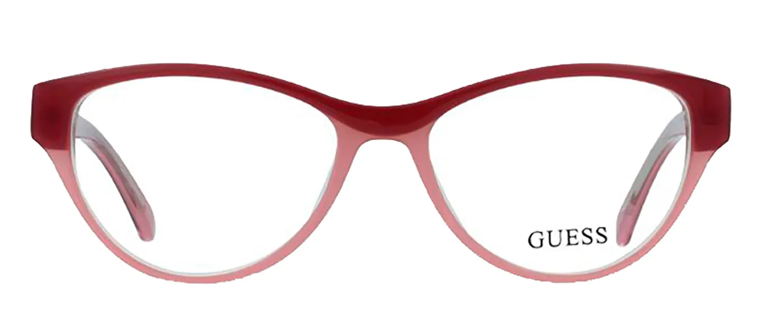 Guess GU 2322 BU Cat-Eye Plastic Pink Eyeglasses with Logo Stamped Demo Lenses sold by Gaffos