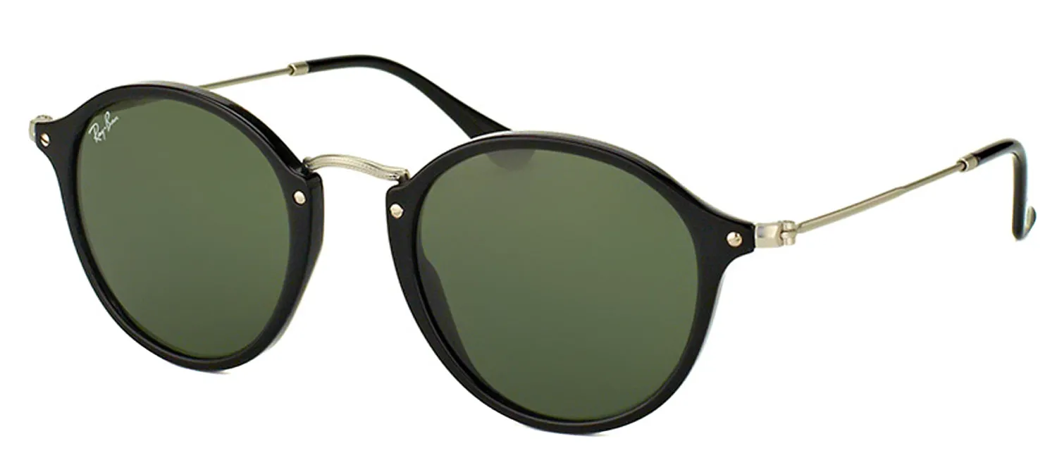 Ray-Ban RB 2447 901 Round Plastic Black Sunglasses with Green Lens sold by Gaffos product image thumbnail 2