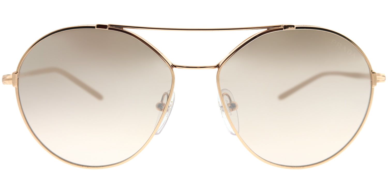 Prada PR 56US SVF204 Round Metal Gold Sunglasses with Brown Mirror Gradient Lens sold by Gaffos