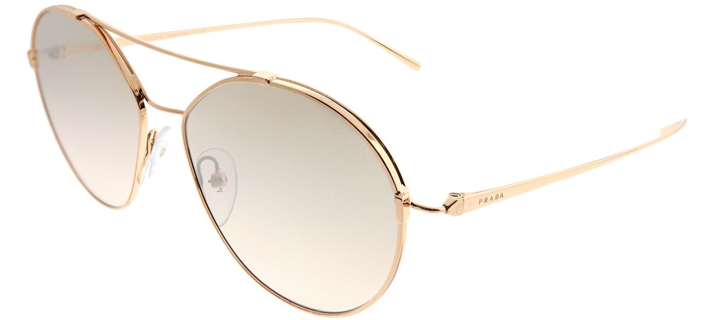 Prada PR 56US SVF204 Round Metal Gold Sunglasses with Brown Mirror Gradient Lens sold by Gaffos product image thumbnail 2