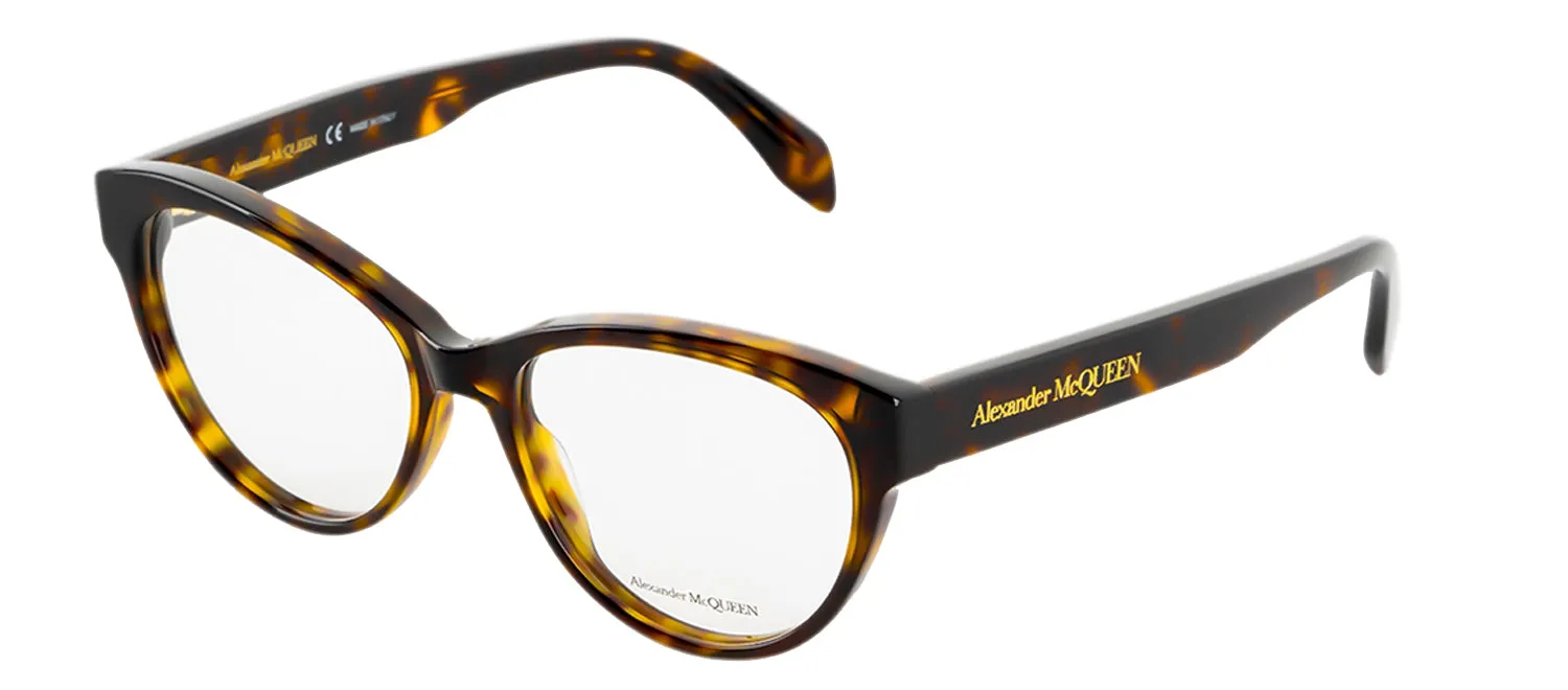 Alexander McQueen AM 0359O 002 Cat-Eye Plastic Havana Eyeglasses with Logo Stamped Demo Lenses Lens sold by Gaffos product image thumbnail 2
