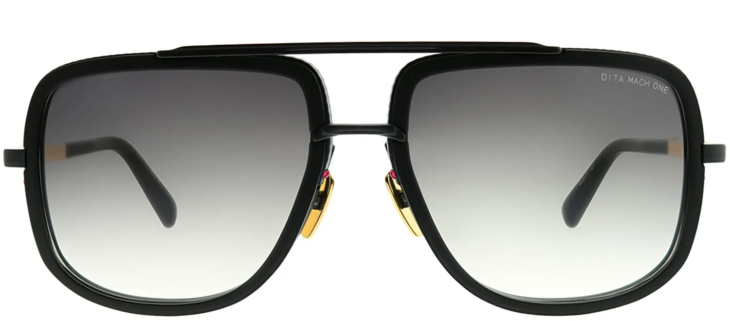 Dita Mach-One DT DRX-2030-G-BLK-18K Aviator Plastic Black Sunglasses with Dark Grey Gradient AR Lens sold by Gaffos