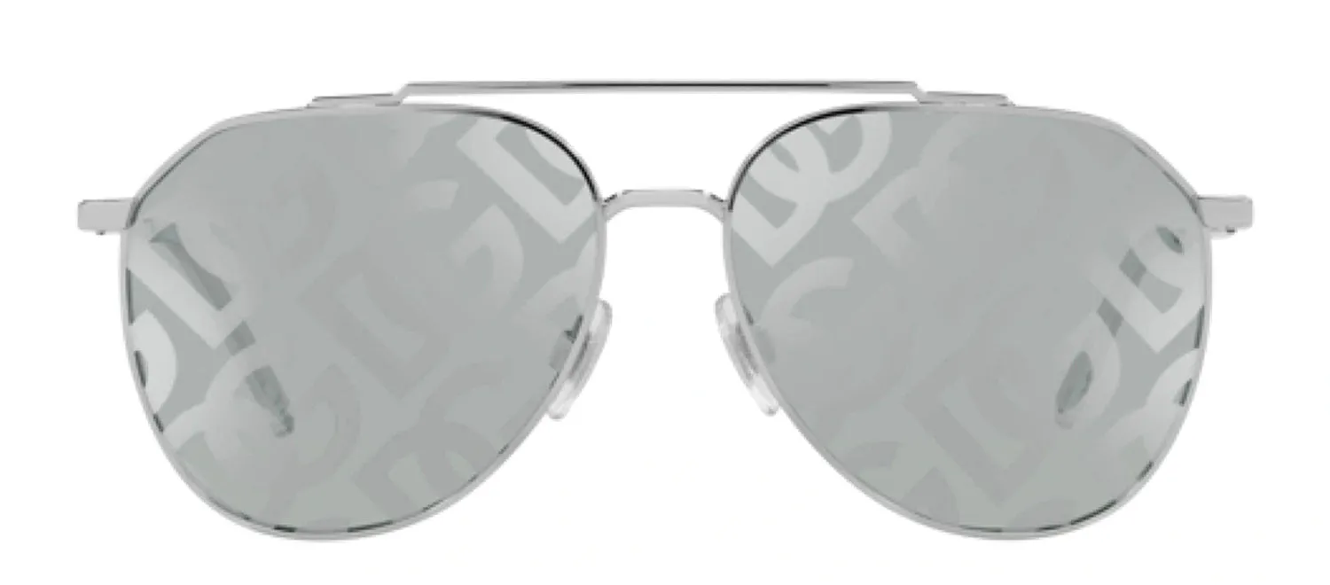 Dolce & Gabbana DG 2296 05/AL Aviator Metal Silver Sunglasses with Silver Mirror Lens sold by Gaffos