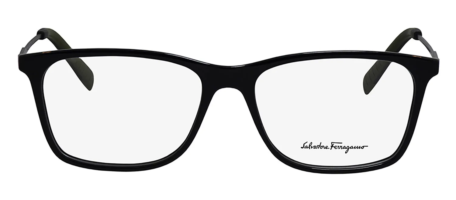 Salvatore Ferragamo SF 2876 021 Rectangle Plastic Black Eyeglasses with Logo Stamped Demo Lenses sold by Gaffos