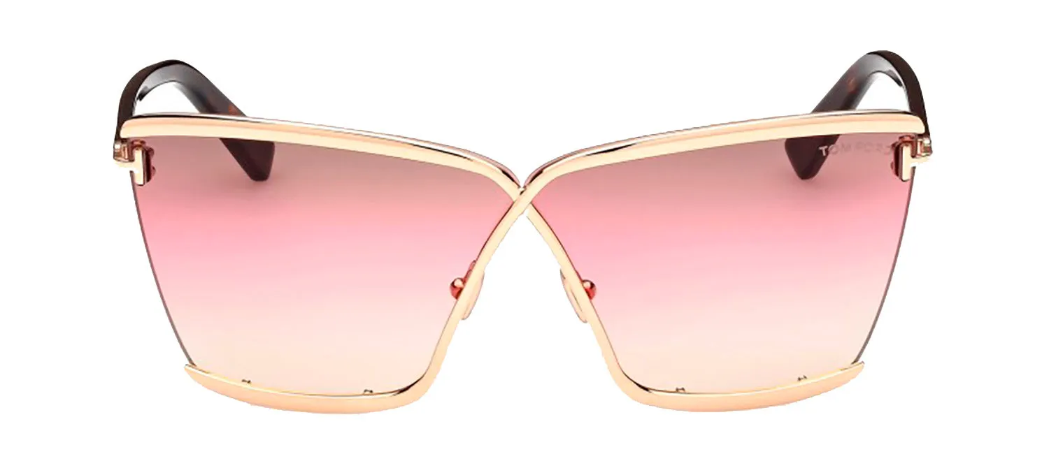 Tom Ford Elle-02 TF 936 28F Square Metal Gold Sunglasses with Grey Gradient Lens sold by Gaffos