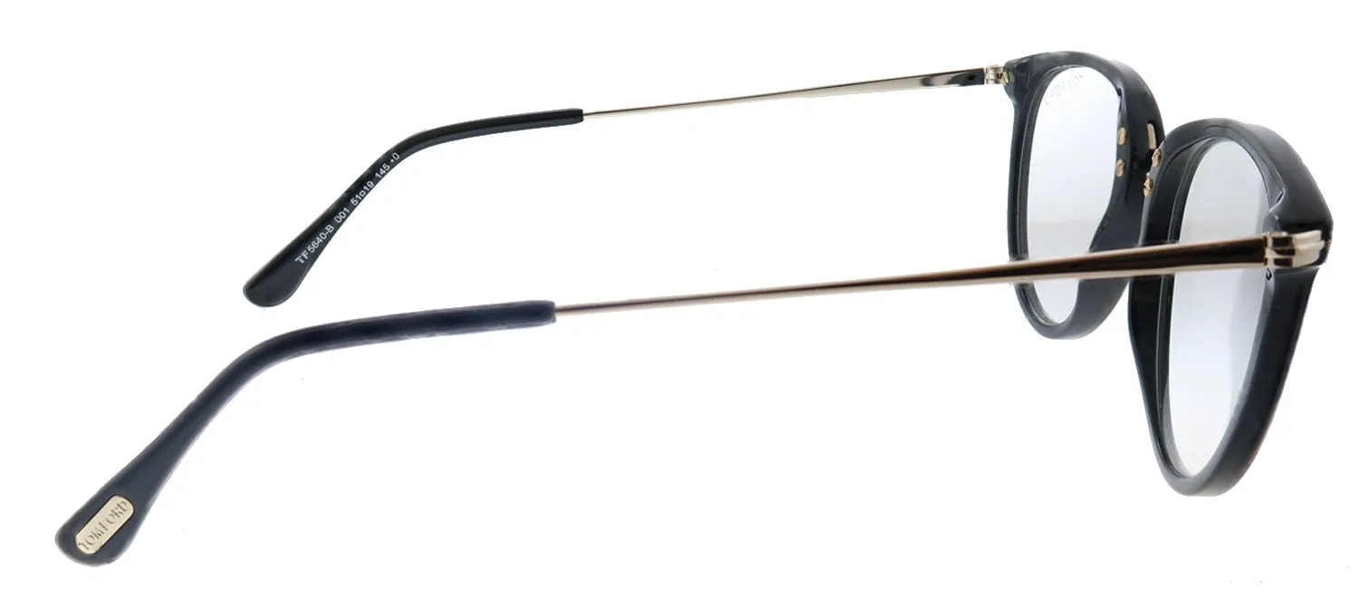 Tom Ford Soft FT 5640-B 001 Round Plastic Shiny Black And Rose Gold Eyeglasses with Blue Block Lens sold by Gaffos product image thumbnail 3