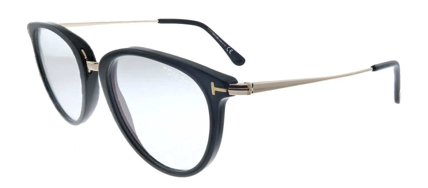 Tom Ford Soft FT 5640-B 001 Round Plastic Shiny Black And Rose Gold Eyeglasses with Blue Block Lens sold by Gaffos product image thumbnail 2