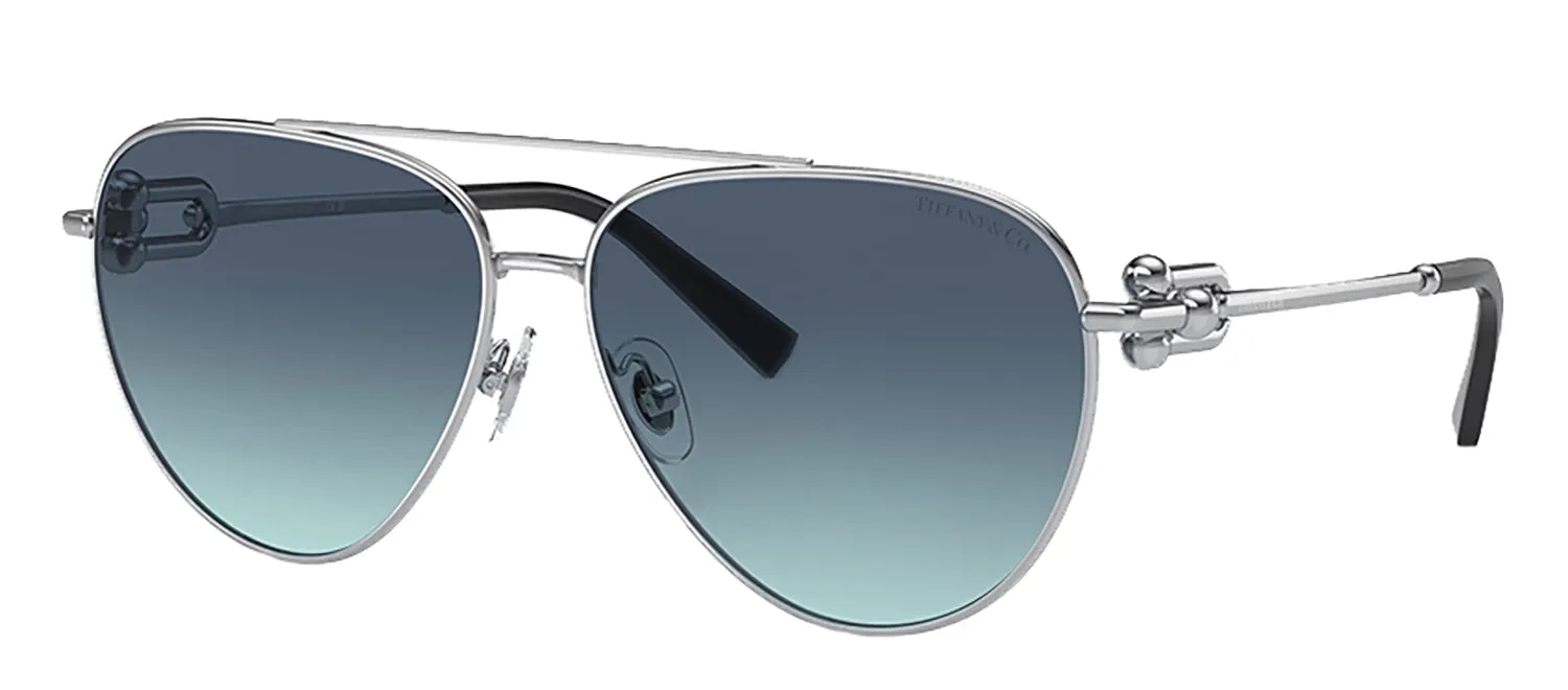 Tiffany & Co. TF 3092 60019S Aviator Metal Silver Sunglasses with Azure Blue Gradient Lens sold by Gaffos product image thumbnail 2