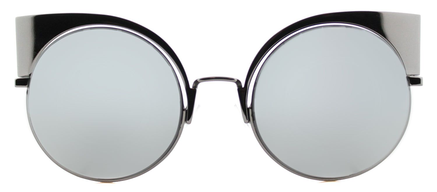 Fendi FF 0177 KJ1 Cat-Eye Metal Grey Sunglasses with Black Mirror Lens sold by Gaffos