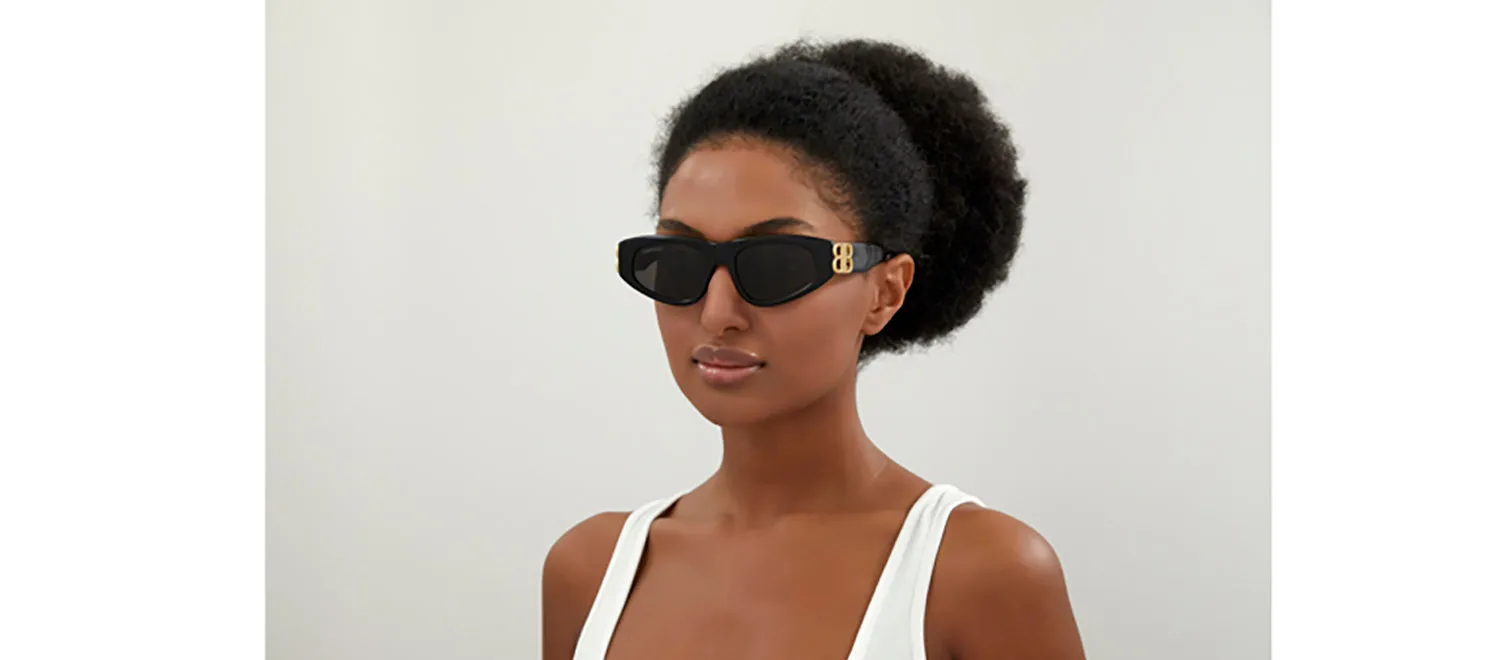 Balenciaga BB 0095S 001 Oval Acetate Black Sunglasses with Grey Lens sold by Gaffos product image thumbnail 4