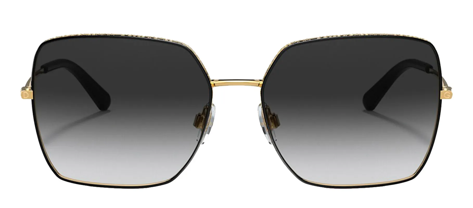 Dolce & Gabbana DG 2242 13348G Square Metal Black Sunglasses with Grey Gradient Lens sold by Gaffos