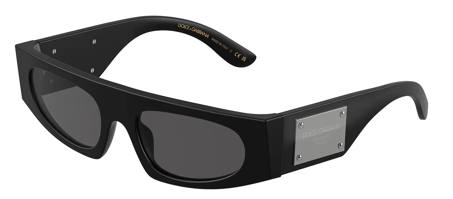 Dolce & Gabbana DG 4411 252587 Rectangle Plastic Black Sunglasses with Grey Lens sold by Gaffos