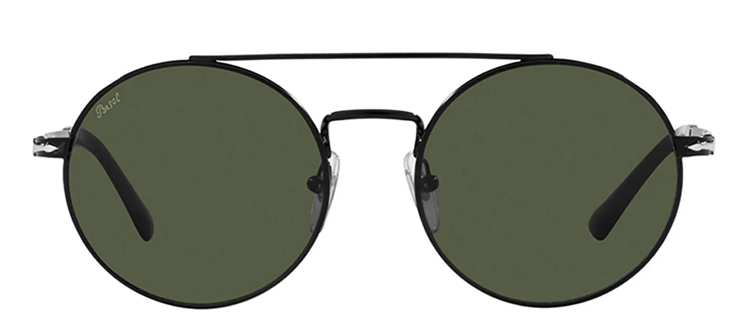 Persol PO 2496S 113831 Round Metal Black Sunglasses with Green Lens sold by Gaffos