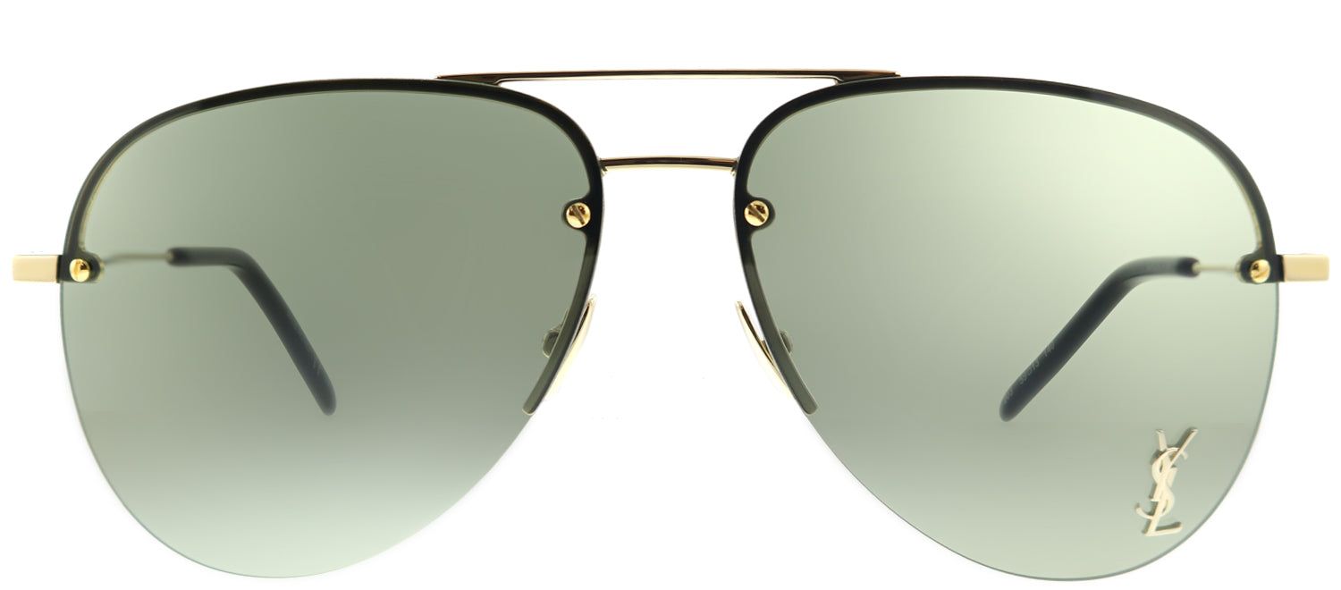 Saint Laurent Classic SL 11 M 003 Aviator Metal Gold Sunglasses with Green Lens sold by Gaffos