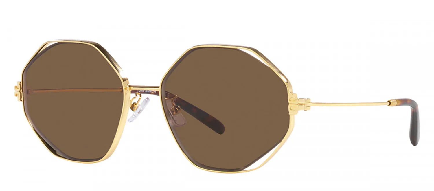 Tory Burch TY 6095 335973 Geometric Metal Gold Sunglasses with Brown Lens sold by Gaffos product image thumbnail 2