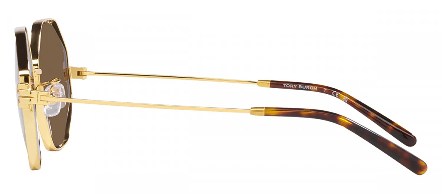 Tory Burch TY 6095 335973 Geometric Metal Gold Sunglasses with Brown Lens sold by Gaffos product image thumbnail 3