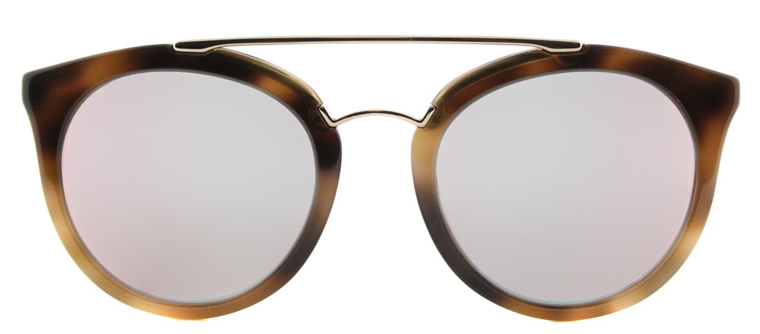 Prada PR 23SS USG5L2 Round Plastic Brown Sunglasses with Yellow Rose Mirror Lens sold by Gaffos