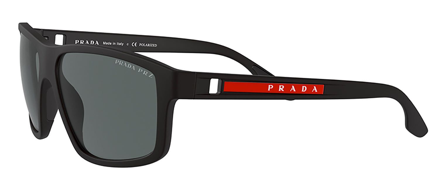 Prada Linea Rossa PS 02XS DG002G Rectangular Plastic Black Rubber Sunglasses with Dark Grey Polarized Lens sold by Gaffos product image thumbnail 2